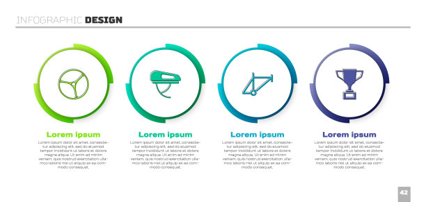 将自行车车轮、头盔、车架、奖杯与自行车配套。业务信息模板。向量图片下载