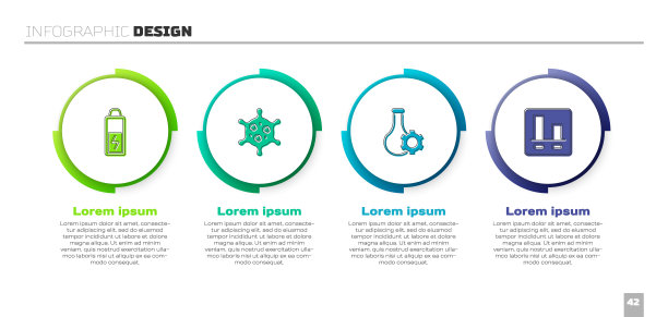 设置电池，病毒，试管和图表信息图。业务信息模板。向量图片下载