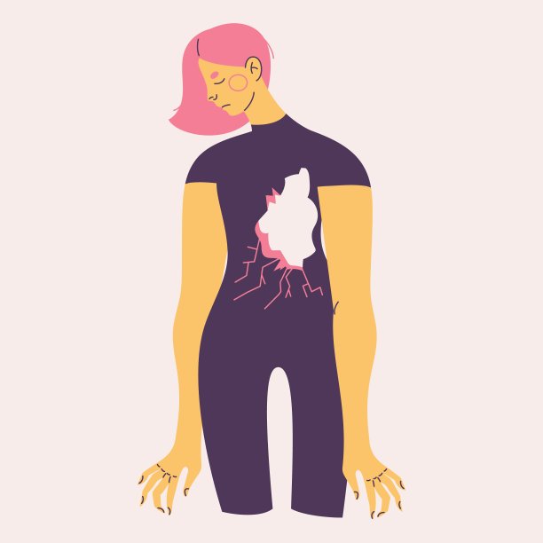 伤心沮丧，心有空洞的女人。矢量概念说明损失和剥夺图片下载