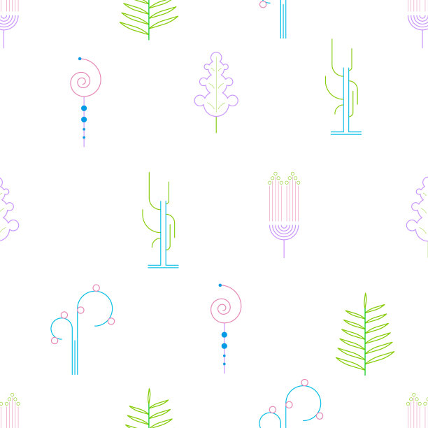 抽象涂鸦无缝图案植物分枝植物叶子叶子草本植物自然背景装饰矢量设计风格的印刷品纺织品，衣服，礼品包装，墙纸，蜡笔图片下载