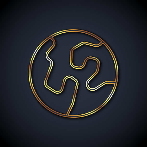金线地球地球仪图标孤立在黑色的背景。世界或地球星座。全球互联网的象征。几何形状。向量图片下载