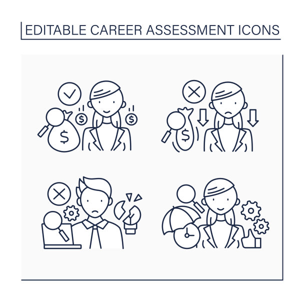 职业评估线图标集图片下载