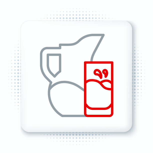 线牛奶罐或水罐和玻璃图标孤立在白色背景。色彩斑斓的轮廓的概念。向量图片下载