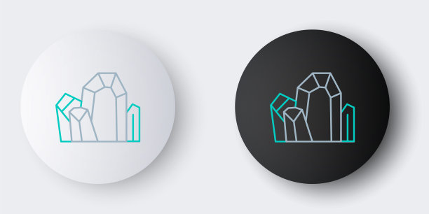 线宝石石图标孤立的灰色背景。首饰的象征。钻石。色彩斑斓的轮廓的概念。向量图片下载