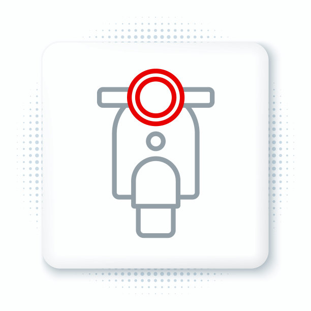 线上滑板车图标孤立在白色背景。色彩斑斓的轮廓的概念。向量图片下载