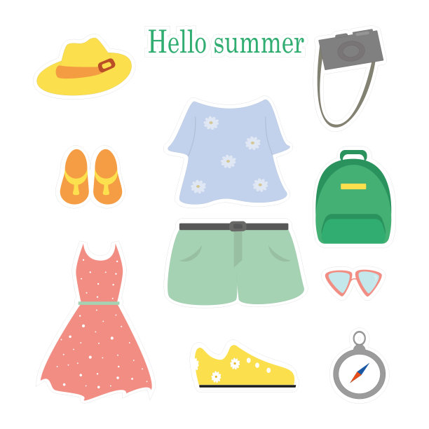 夏季贴纸图片下载