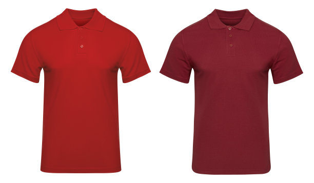 红色马球衬衫模型前使用作为设计模板。t恤空白孤立在白色图片下载