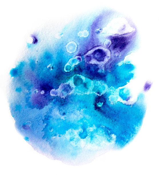 鲜艳的彩色活力的手画孤立的水彩斑点飞溅在白色的背景图片下载