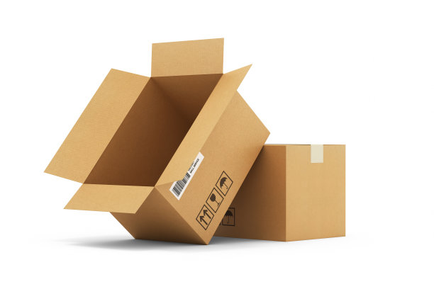 纸板箱包裹交付纸箱库存照片，白色背景图片下载