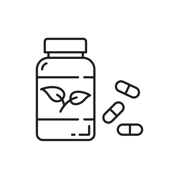 装有维生素的健康营养品轮廓图标图片下载