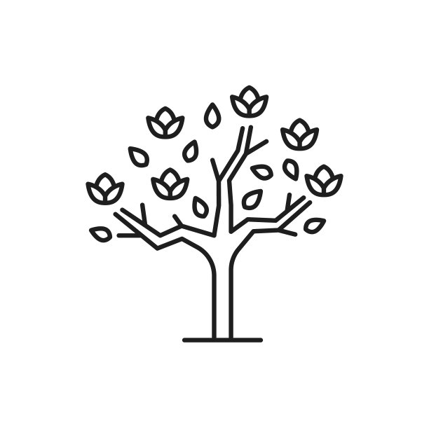 奇异的开花丛林树孤立轮廓图标图片下载