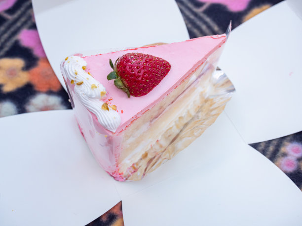 奶油草莓海绵蛋糕片图片下载