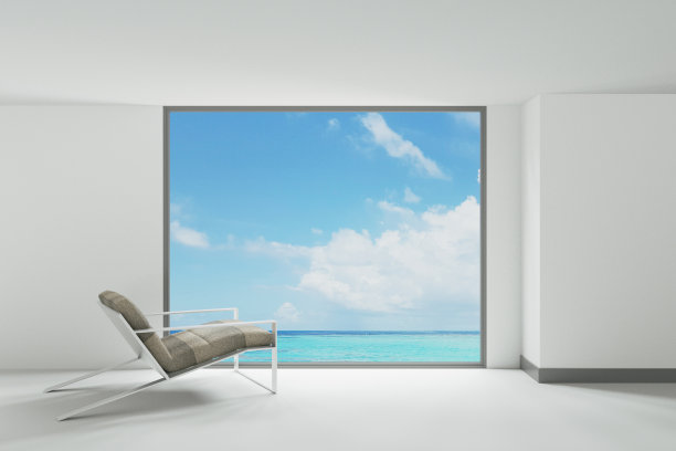 豪华海滩别墅，拥有现代设计的海景游泳池图片下载