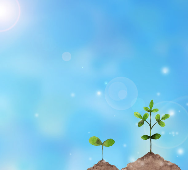 天空中的水彩绿色植物图片下载