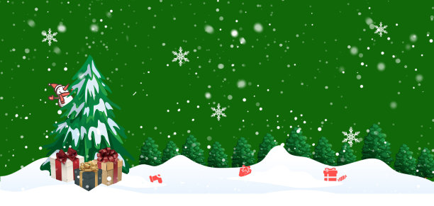 大气冬季唯美卡通扁平圣诞节礼盒背景图片下载