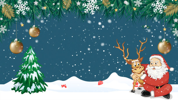 圣诞节蓝色质感圣诞老人背景图片下载