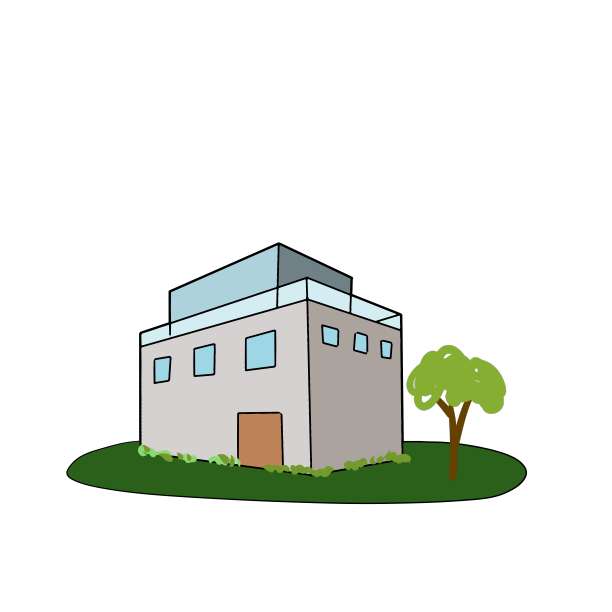 高楼草坪小树图片下载