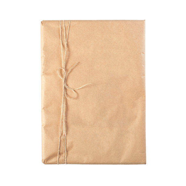 纸包裹。环保可生物降解包装礼品，白色背景隔离。图片下载