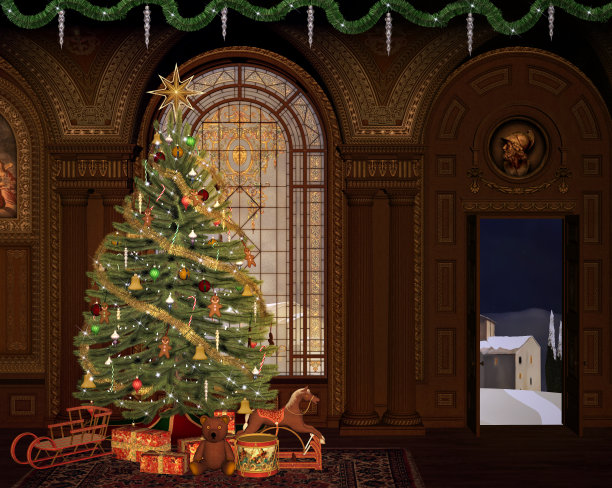 在一个古老的小木屋里过圣诞节图片下载