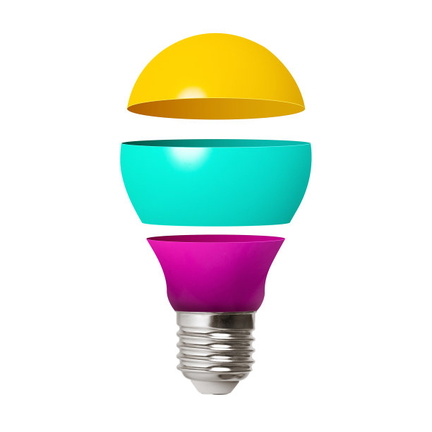 创意创意灵感概念与多色灯泡图片下载