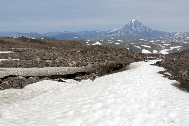 俄罗斯堪察加火山群鸟瞰图图片下载