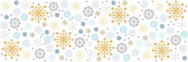 春色，许多精致的节日雪花在时髦的黄色，灰色，蓝色图片下载