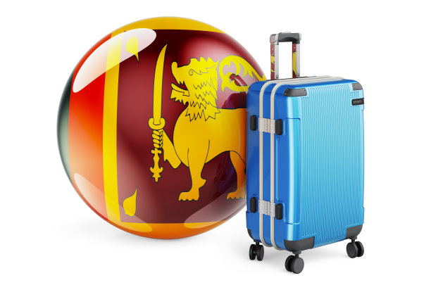 带有斯里兰卡国旗的手提箱。斯里兰卡旅游概念，3D渲染图片下载