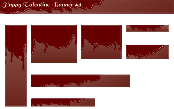 情人节横幅，棕色背景滴巧克力设计集图片下载