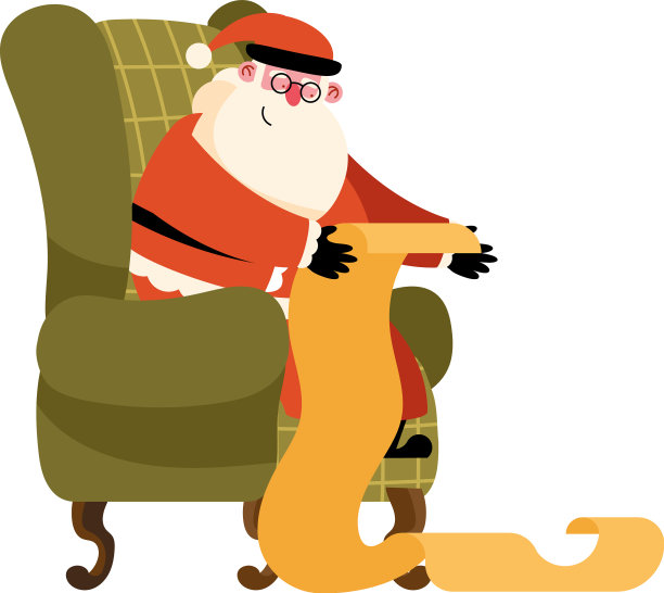 圣诞老人坐着阅读礼物清单图片下载