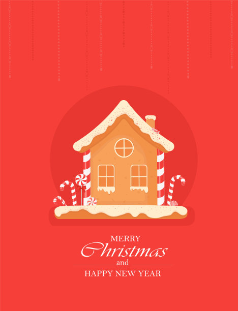 圣诞贺卡和姜饼屋图片下载
