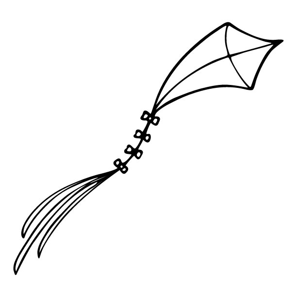 风筝涂鸦手画轮廓图标。矢量素描插图的风筝印刷，网络，移动和信息图形孤立的白色图片下载