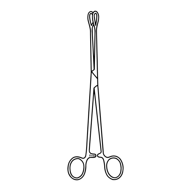 轮廓医疗钳素头图标，涂鸦，黑白插图。图片下载