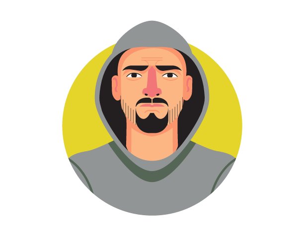 海报与卡通风格的年轻男性角色。矢量插图。图片下载