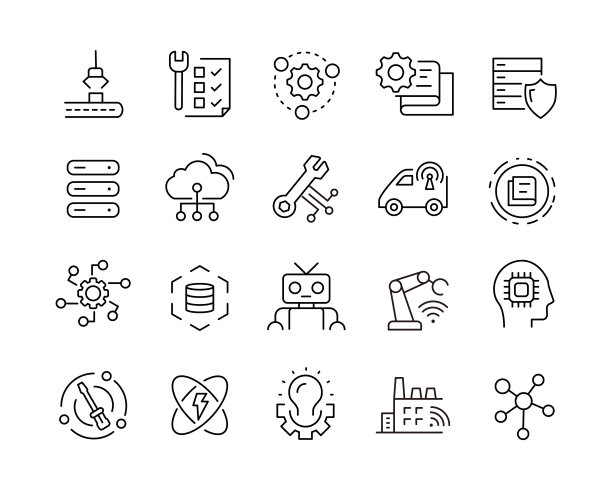 工业线性图标 - 矢量线性图标图片下载