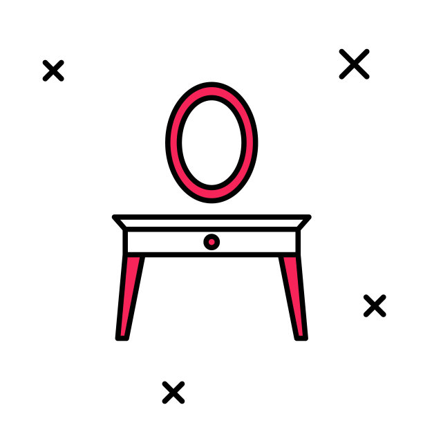 填充轮廓梳妆台图标孤立的白色背景。向量图片下载