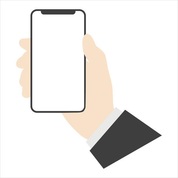 手拿着白色背景的智能手机。平面设计图片下载