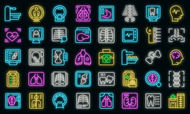 X光检查图标霓虹灯矢量图图片下载