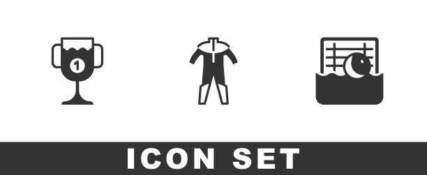 设置奖品杯，潜水潜水服和水球图标。向量图片下载