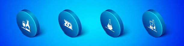 设置等距酒瓶与玻璃，Decanter葡萄酒，瓶和奶酪图标。向量图片下载