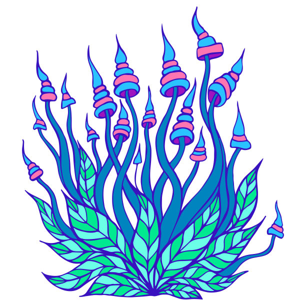 明亮的涂鸦有趣的迷幻蘑菇。装饰幻想元素孤立在白色背景。图片下载