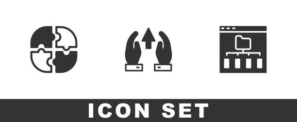 设置拼图，成长图表和进度和浏览器文件图标。向量图片下载