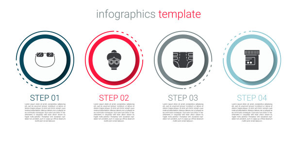 设置眼镜，祖母，成人尿布和药瓶药丸。业务信息模板。向量图片下载