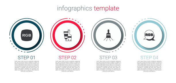 设置RGB，管与油漆和画笔，油漆和。业务信息模板。向量图片下载