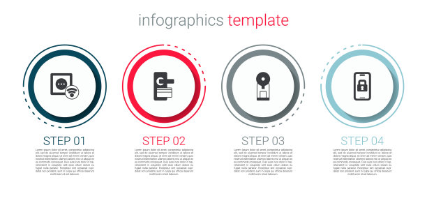 设置智能插座，数字门锁，咖啡机和。业务信息模板。向量图片下载
