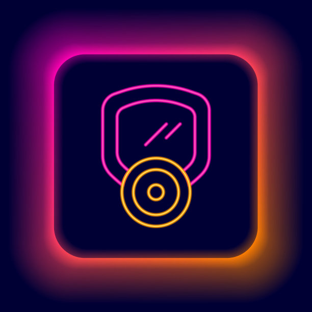 发光的霓虹灯线防毒面具图标孤立的黑色背景。呼吸器的迹象。色彩斑斓的轮廓的概念。向量图片下载