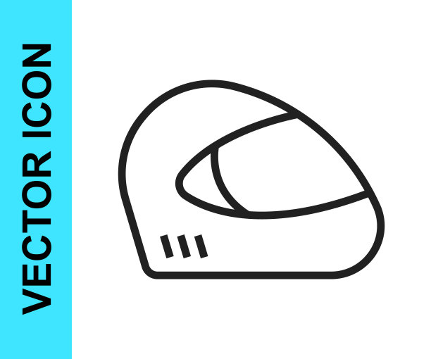 黑线赛车头盔图标孤立的白色背景。极限运动。运动设备。向量图片下载