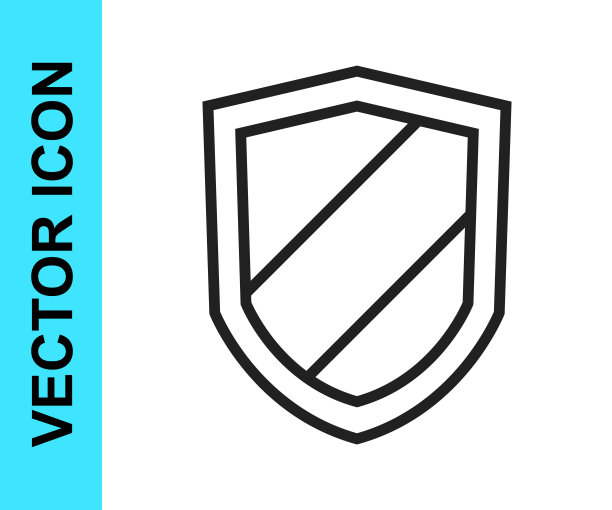 黑线盾牌图标孤立在白色背景。警卫队的迹象。安全、安全、保护、隐私概念。向量图片下载