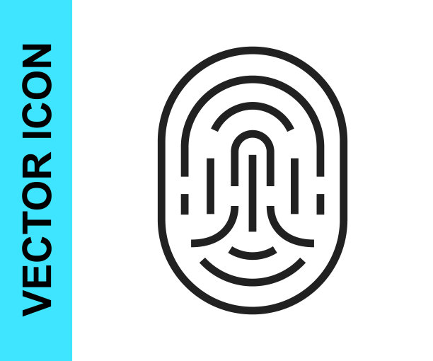 黑线指纹图标孤立在白色背景。ID的应用图标。识别标志。触摸id。向量图片下载