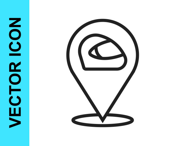 黑线赛车头盔图标孤立的白色背景。极限运动。运动设备。向量图片下载