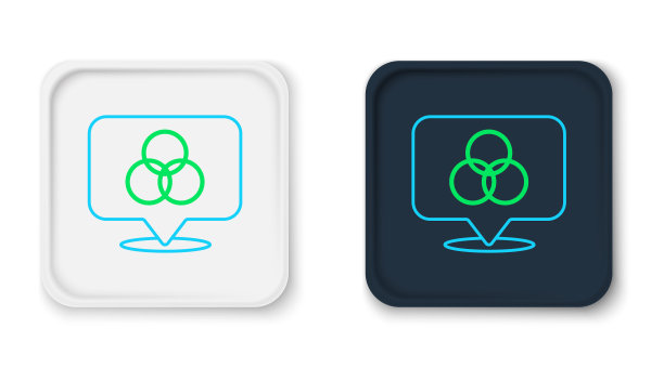 线RGB和CMYK颜色混合图标孤立在白色背景。色彩斑斓的轮廓的概念。向量图片下载